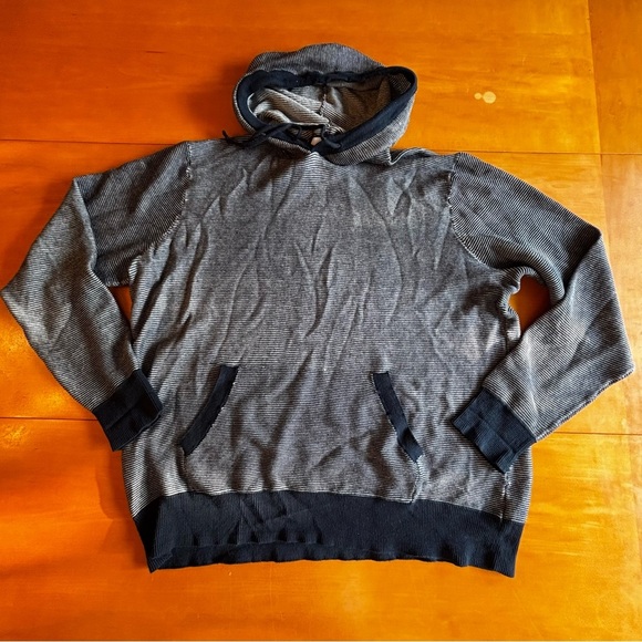 Old Navy XXL blue and white striped net pull over hoodie, hooded sweatshirt - Picture 1 of 11